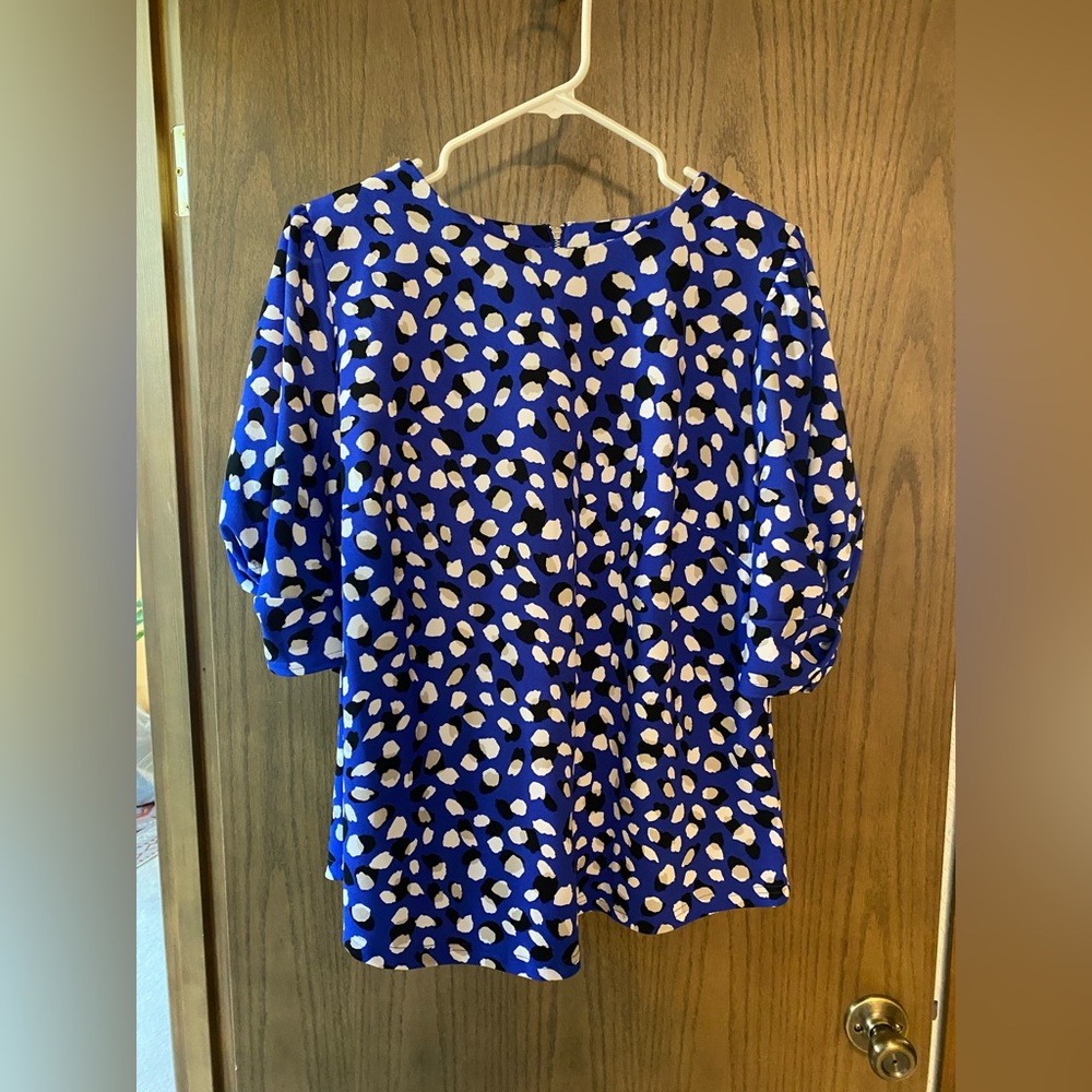 Melloday Puff Sleeve Blouse Blue 1X